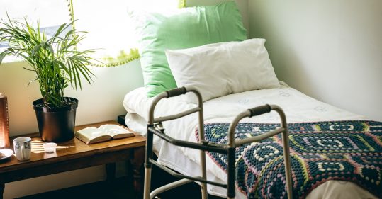bed in a care home